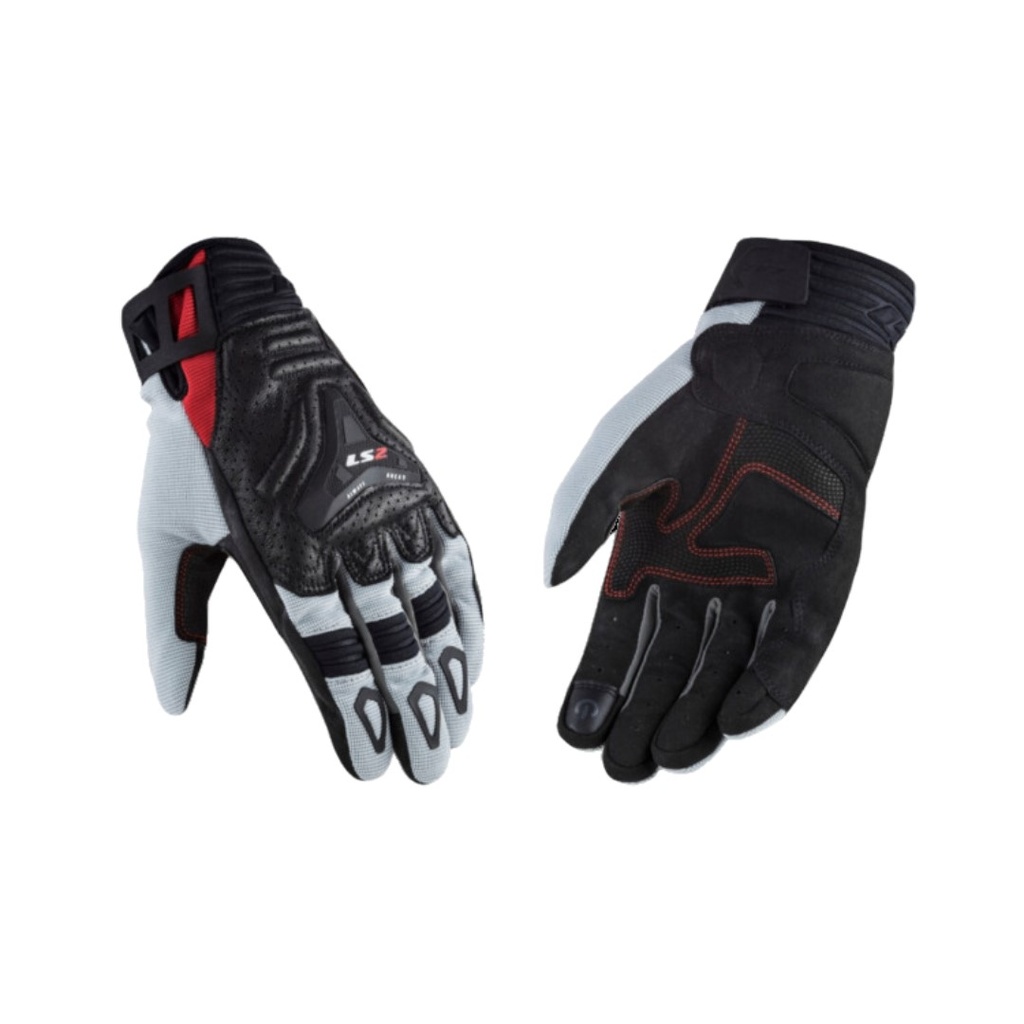 GUANTES ALL TERRAIN LS2 NEGRO GRIS ROJO